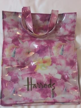 Harrods Pink Floral PVC Shopper Tote